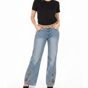 Vintage Y2K Faded Glory Embroidered Flare Blue Women's Jeans, size 16